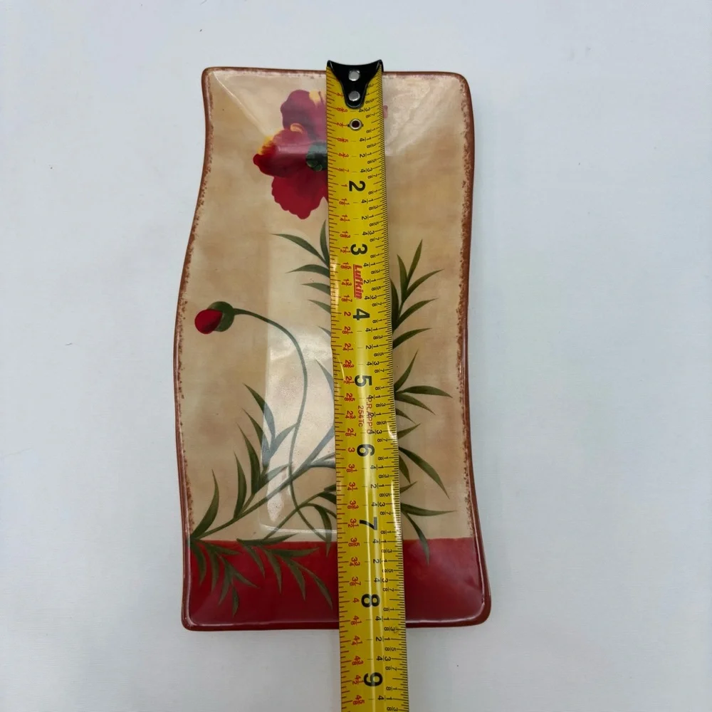 Pier 1 Poppies 8 1/4” Rectangular Trays Plates Set 4